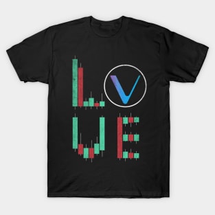 Vintage LOVE Stock Chart Vechain VET Coin Valentine Crypto Token Cryptocurrency Blockchain Wallet Birthday Gift For Men Women Kids T-Shirt